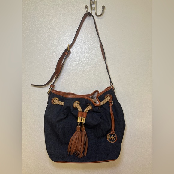 Michael Kors denim Navy and Brown Shoulder Bag - Picture 3 of 9